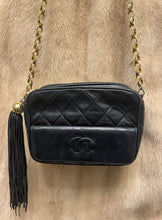 Load image into Gallery viewer, Chanel Navy Quilted Fringe Bijou Lambskin Inside Chain Shoulder Bag