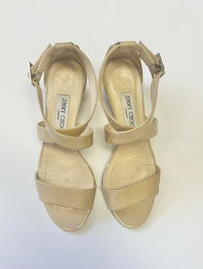 Jimmy Choo nude patent Chiara wedges