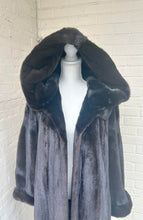 Load image into Gallery viewer, Ranch Dark Chocolate Mink With Hood, Full Length Fur Coat Large